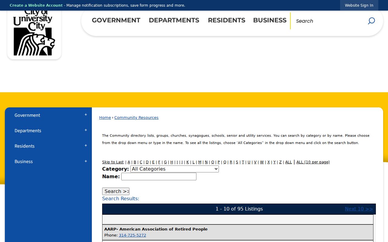 University City neighbors community directory organization search